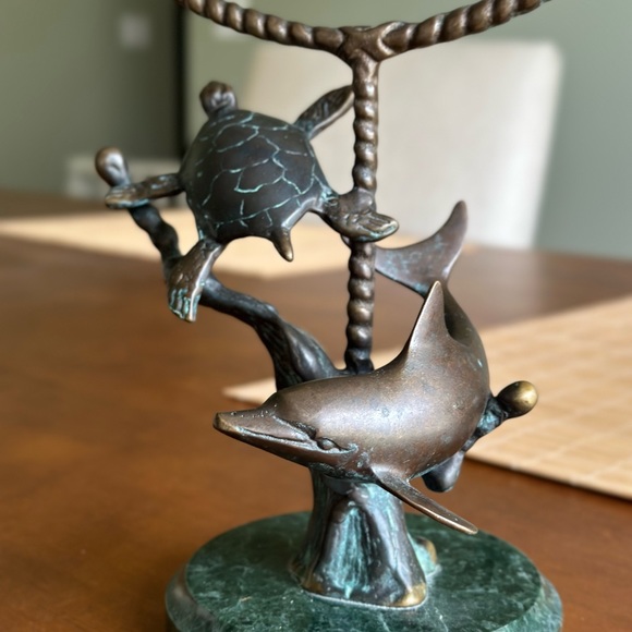 Nautical Mirror- SPI Brass Dolphin & Turtle Vanity Mirror - Picture 7 of 16